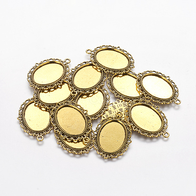 Zinc Alloy Pendant Settings for Cabochon & Rhinestone PALLOY-A15257-AG-FF-1