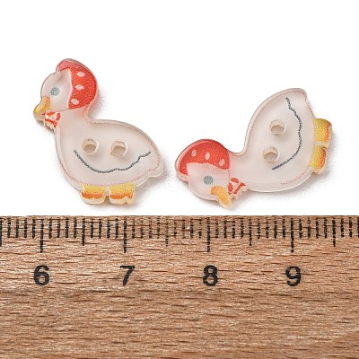 2-Hole Printed Transparent Resin Buttons RE-CBA858C-21-1