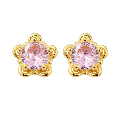 925 Sterling Silver Cubic Zirconia Stud Earrings EJEW-V019-02G-1