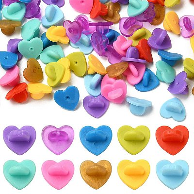 100Pcs 10 Colors Plastic Heart Lapel Pin Backs KY-YW0001-59-1