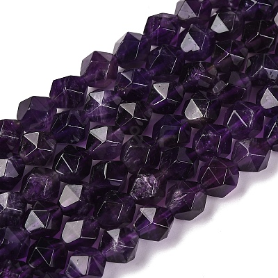 Faceted Natural Amethyst Beads Strands G-K066-09-8mm-1