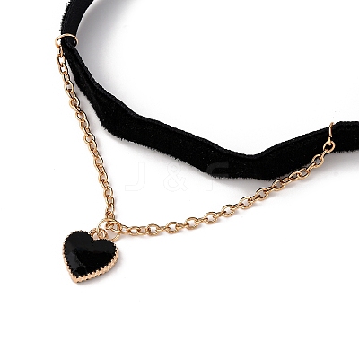 Alloy & Velvet Heart Pendant Choker Necklaces for Women WGC7319-04-1