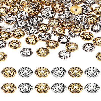 240Pcs 2 Colors Alloy Bead Caps TIBE-LP0001-19-1