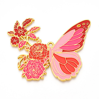 Rack Plating Alloy Enamel Big Pendants ENAM-N056-399G-G-1