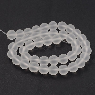 Frosted Glass Round Bead Strands GLAA-J064-8mm-01-1