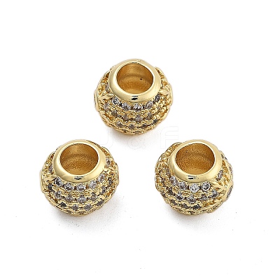 Brass Micro Pave Cubic Zirconia European Beads KK-Q006-44G-1