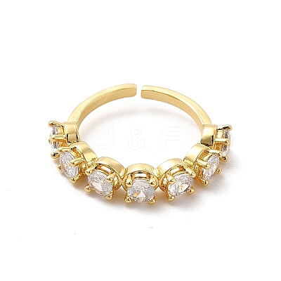 Cubic Zirconia Open Cuff Ring RJEW-C055-01G-01-1