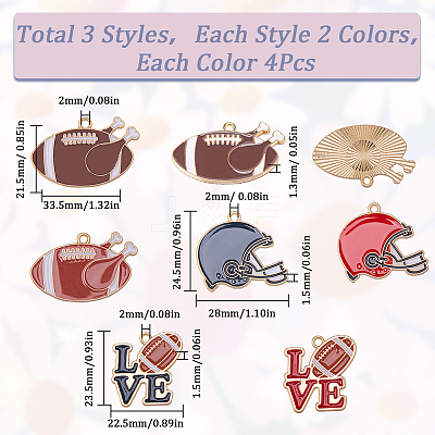 24Pcs 6 Style Alloy Enamel Pendants FIND-SC0009-07-1