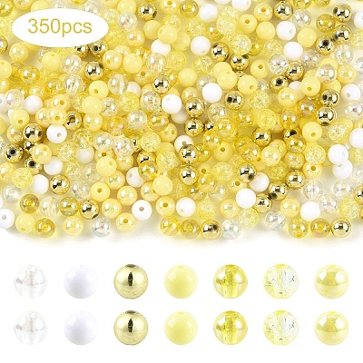 350Pcs 7 Colors Transparent  & Opaque Acrylic Beads MACR-YW0004-79-1