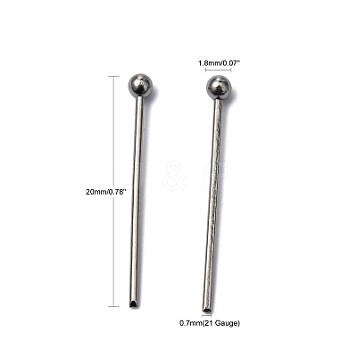 Tarnish Resistant 304 Stainless Steel Ball Head pins STAS-M010-20mm-01-1