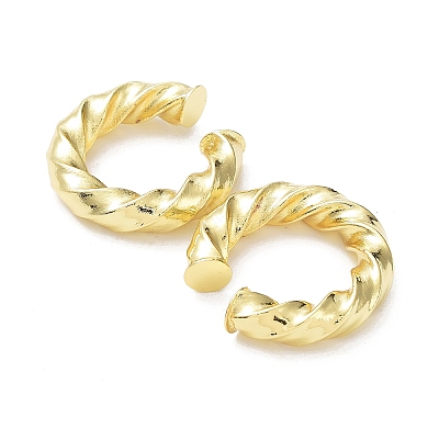 Rack Plating Brass Twist Rope Cuff Earrings for Women EJEW-G352-01G-1