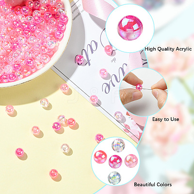 5 Colors Transparent Acrylic Beads MACR-PA0001-03B-02-1