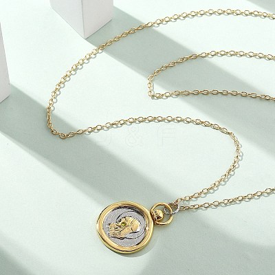Brass Twelve Constellations Tarot Pendant Necklaces NJEW-Q006-01H-G-1