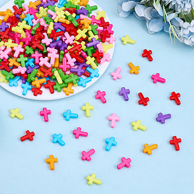 400Pcs Opaque Acrylic Beads SACR-ME0001-01-1