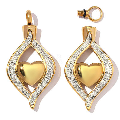 304 Stainless Steel witih White Enamel & Crystal Rhinestone Pendants SA-OY003-58G-02-1