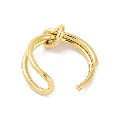 Simple Knotted 304 Stainless Steel Open Cuff Ring for Women Men RJEW-Z038-04G-1
