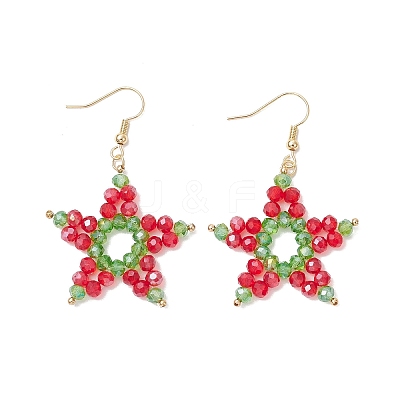 Electroplate Glass Beads Star Dangle Earrings EJEW-TA00667-1