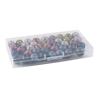 40Pcs 8 Colors Bohemian Style Printed Schima Wood Beads WOOD-FS0002-52-1