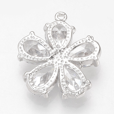Brass Cubic Zirconia Pendants X-ZIRC-Q002-120P-1