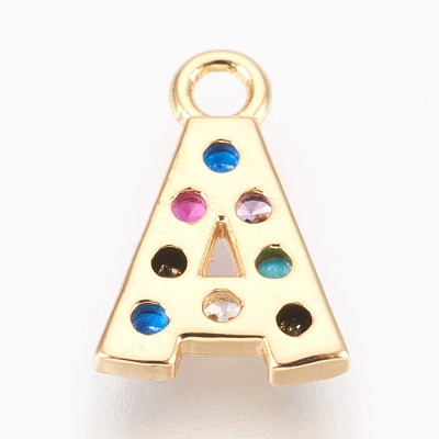 Brass Micro Pave Cubic Zirconia Charms ZIRC-F089-01G-A-1
