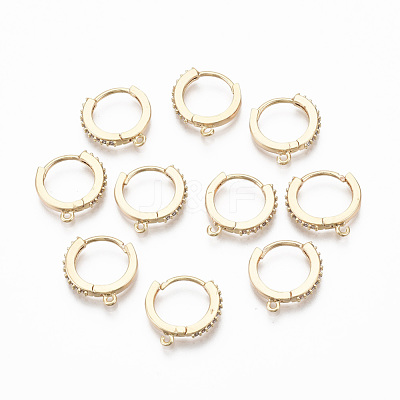 Brass Micro Pave Cubic Zirconia Huggie Hoop Earring Findings KK-T063-013-NF-1