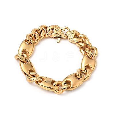 Crystal Rhinestone Coffee Bean Link Chain Bracelet BJEW-E009-01G-1