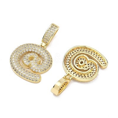 Brass Micro Pave Cubic Zirconia Pendants KK-P345-17G-03-1
