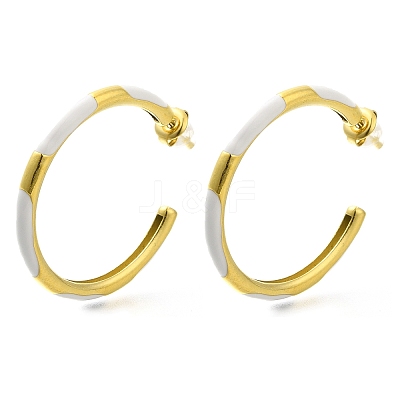 Ion Plating(IP) 304 Stainless Steel Enamel Stud Earrings EJEW-I316-06G-03-1