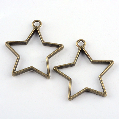 Rack Plating Alloy Star Open Back Bezel Pendants PALLOY-S047-40E-FF-1