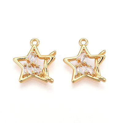 Brass Micro Pave Cubic Zirconia Pendants KK-N261-116C-G-1