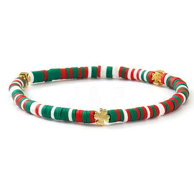 Christmas Polymer Clay Heishi Beaded Stretch Bracelets for Women OT9576-9-1