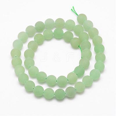Frosted Round Natural Green Aventurine Beads Strands G-D797-6mm-1