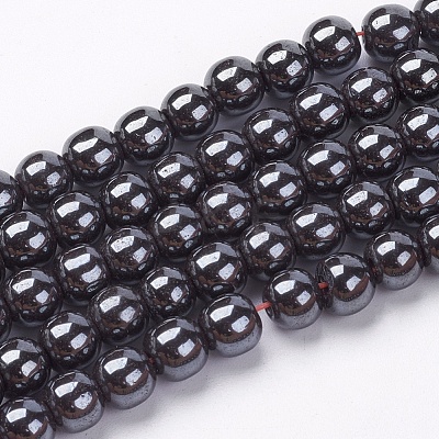 Non-Magnetic Synthetic Hematite Beads Strands G-H1624-6mm-1-1