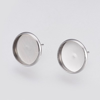 Non-Tarnish 202 Stainless Steel Stud Earring Settings STAS-I088-E-02P-1