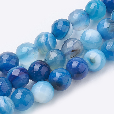 Natural Striped Agate/Banded Agate Beads Strands G-S281-51-6mm-1