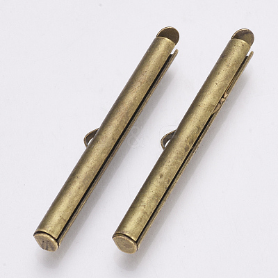 Brass Slide On End Clasp Tubes X-KK-Q747-11I-AB-1