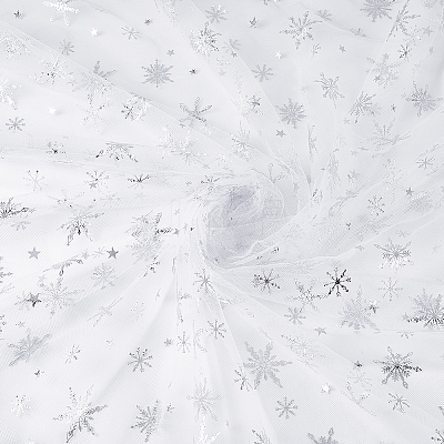 Snowflake Pattern Nylon Fabric DIY-WH0084-85A-1