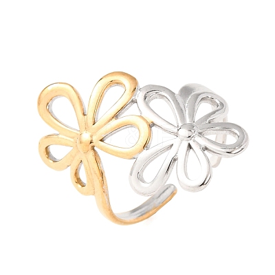 304 Stainless Steel Cuff Open Rings for Women SA-CBABC9E-05F-GP-1