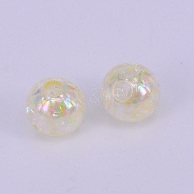 Electroplate Crackle Acrylic Beads LS-CCG-WH0001-8mm-10-1