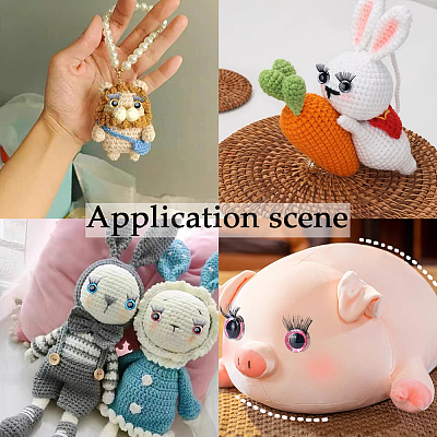 16 Sets 8 Colors Glitter Plastic Doll Eye with Eyelashes DOLL-GF0001-02-1