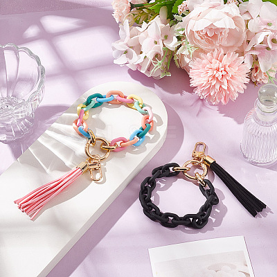 2Pcs 2 Colors Acrylic with Alloy Decorations DIY-GO0002-09-1