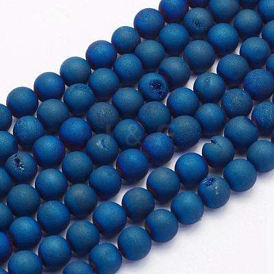 Electroplate Natural Druzy Agate Beads Strands G-G708-10mm-03-1