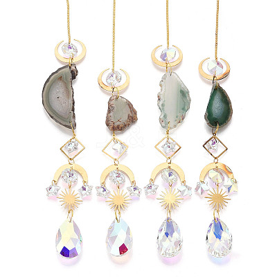 Brass & Crystal Suncatchers HJEW-G018-04B-G-1