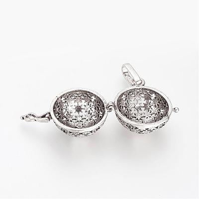 Brass Cage Pendants KK-R036-21AS-1