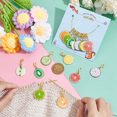 Fruit Slice Pendant Stitch Markers HJEW-AB00339-1