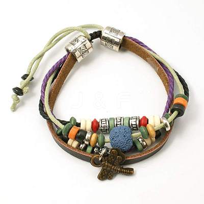 Gifts for Men Valentines Day Lava Rock Beads Bracelets BJEW-D264-M-1