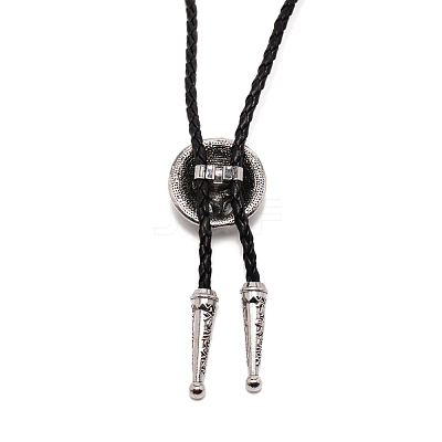 Flat Round with Egypt Pharaoh Laria Necklace for Men Women NJEW-WH0011-06AS-1