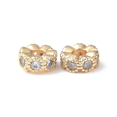 Brass Micro Pave Cubic Zirconia Spacer Beads KK-I702-46B-1