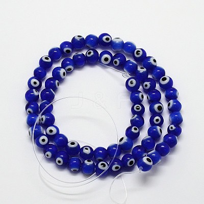 Handmade Evil Eye Lampwork Round Bead Strands LAMP-L055-8mm-06-1