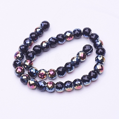 Electroplate Transparent Glass Beads Strands EGLA-E045-G01-1